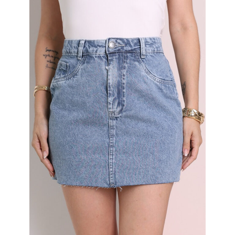 Saia Jeans Feminina Cintura Alta saia midi saia co