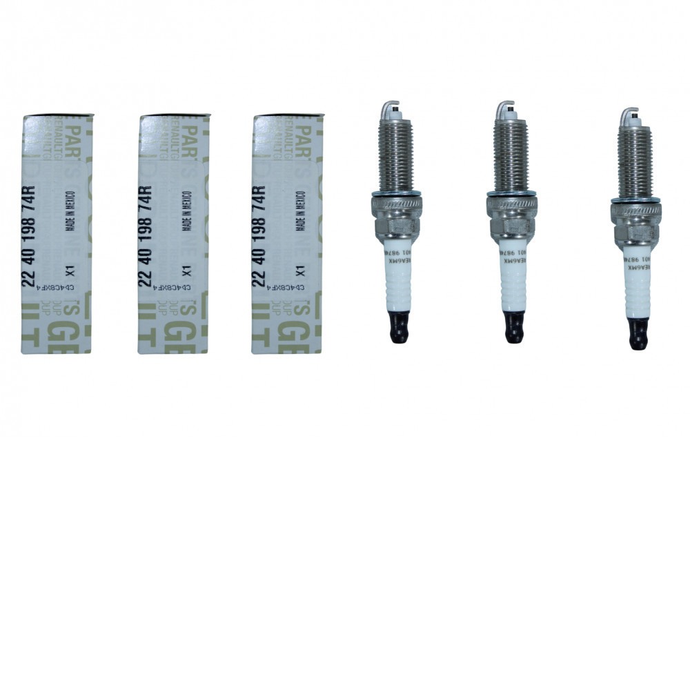 Kit 3 velas Renault Kwid Logan Sandero motor 1.0 12v 3 cilindros