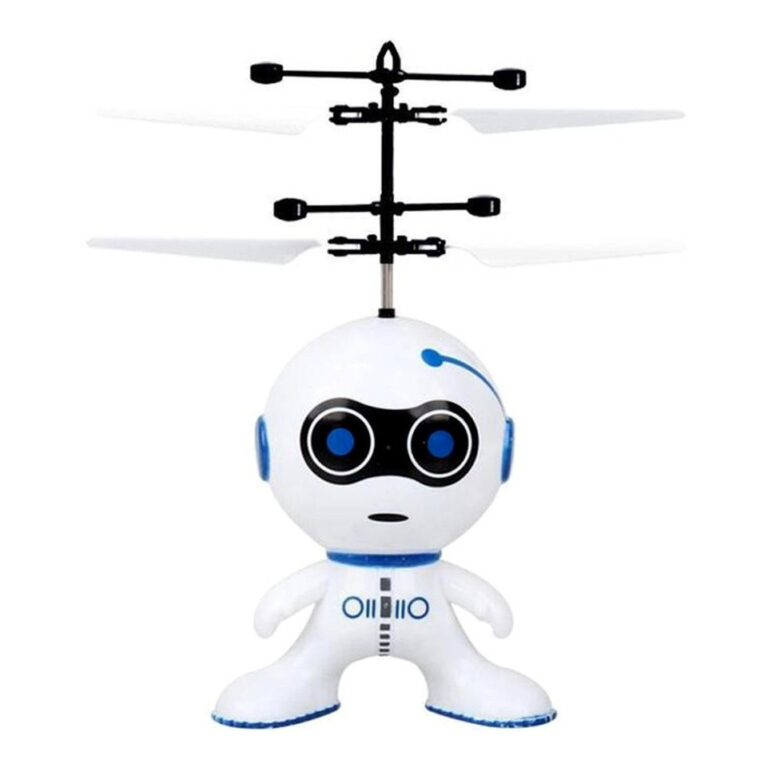 Robô Voador Infantil Branco Mini Drone Divertido 