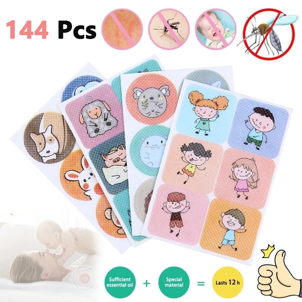 144 Pcs Adesivos Repelente Natural para Bebê e Adulto – Anti Mosquito Dengue, Multicolorido e Seguro