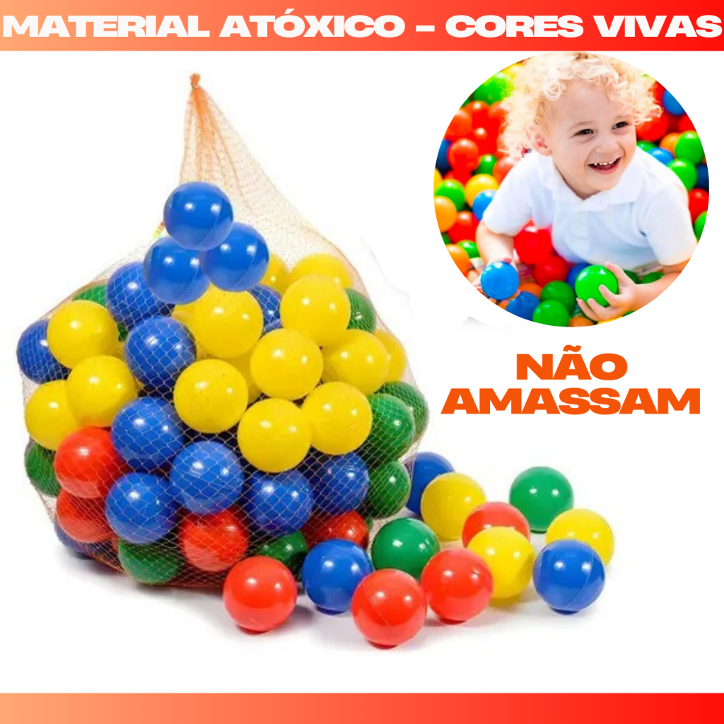 100 Bolinhas Coloridas Piscina Infantil Bola de Brinquedo Não Amassam Resistente