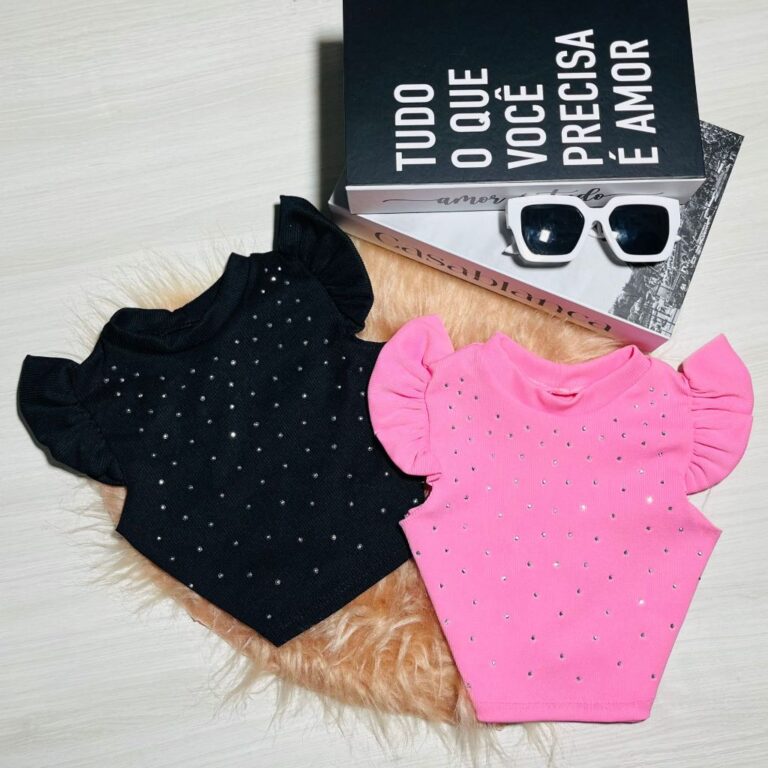 Kit 2 Blusa Infantil Cancelada Manga Princesa Pedr