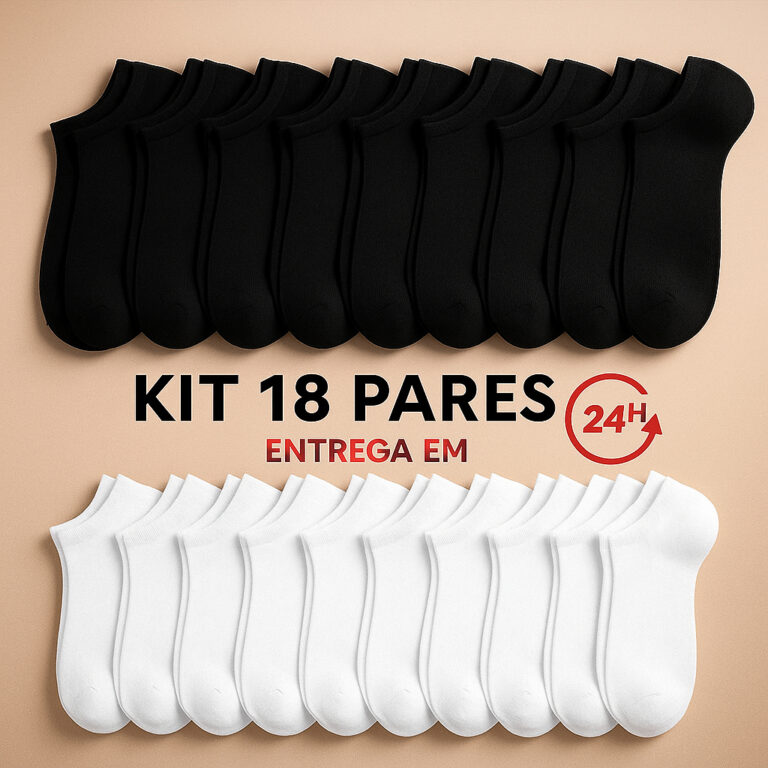 Kit 18 Pares de Meias Soquete Cano Curto Masculina