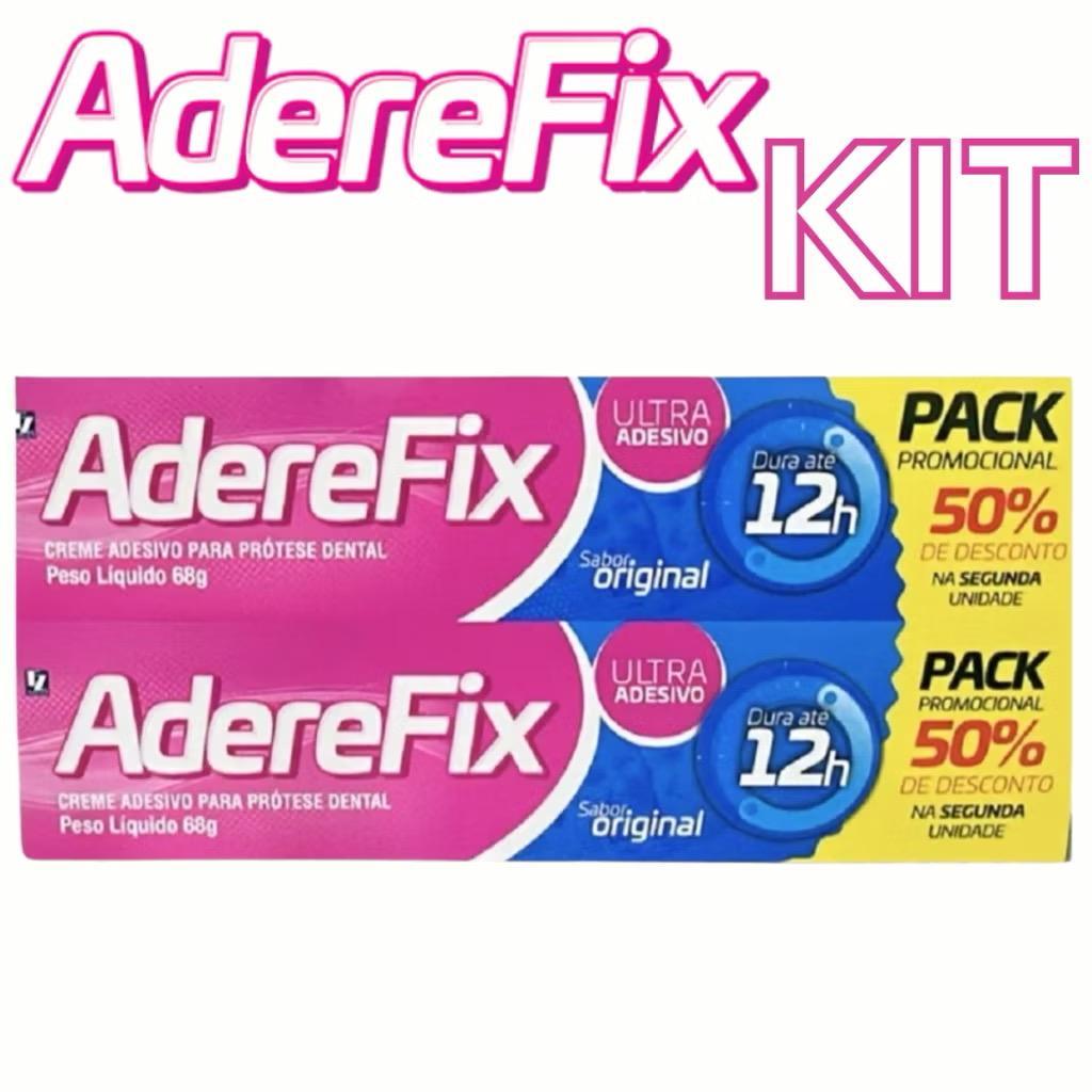 Kit 2 Unidades Creme Adesivo para Prótese Dental AdereFix Original 68Gr Cada – Duração 12h