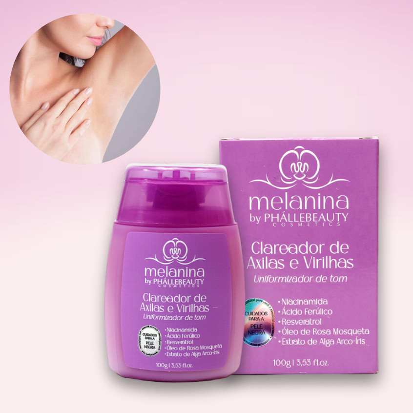 Clareador de axilas e virilhas Phallebeauty, preveni escurecimento, uniformiza e ilumina a pele