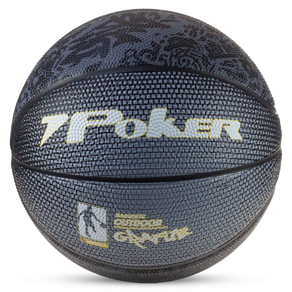 Bola de Basquete Outdoor Grafite N7 8 Gomos em Borracha Especial para Quadra Externa