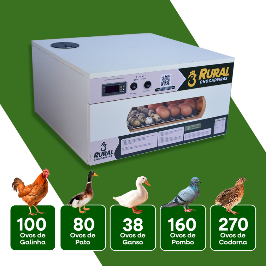 Chocadeira Elétrica 100 a 120 ovos de Galinha ou 220 ovos de Codorna + APP Atualizado
