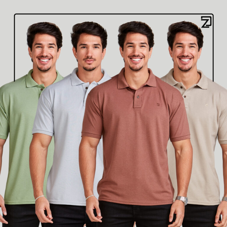 Kit 4 Camisas Polo Masculina Piquet Premium