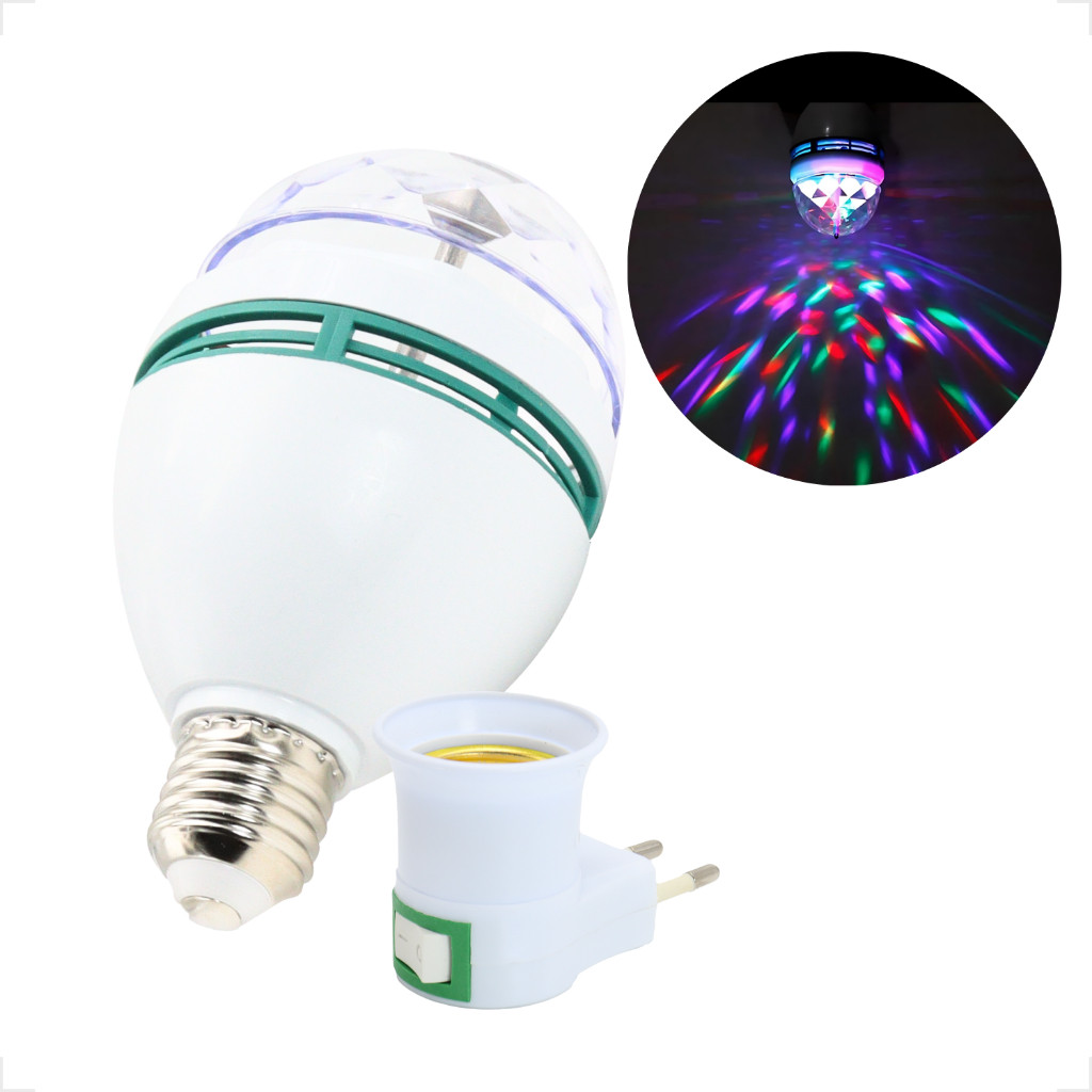 Lâmpada Globo BIVOLT  com Bocal Led Kit 5 Colorido RGB Giratório Para Festa Balada Discoteca Dj Luze