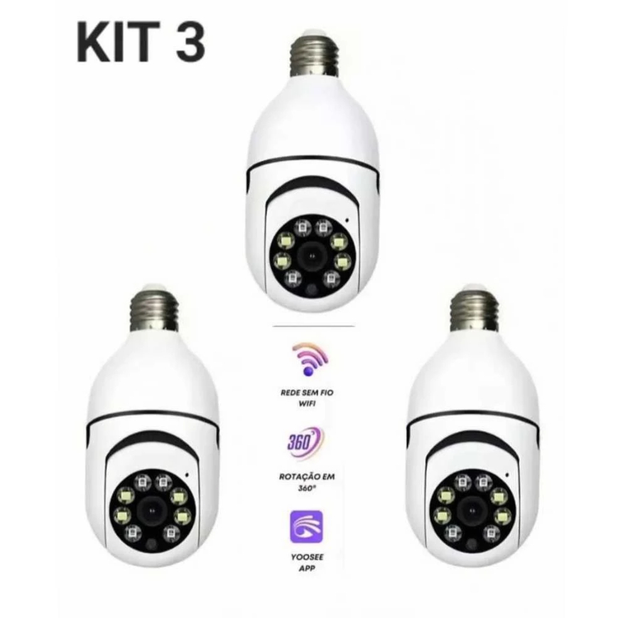Kit Câmera de segurança a Prova Dágua sem fio gira 360 com app V360 full HD visão notturna