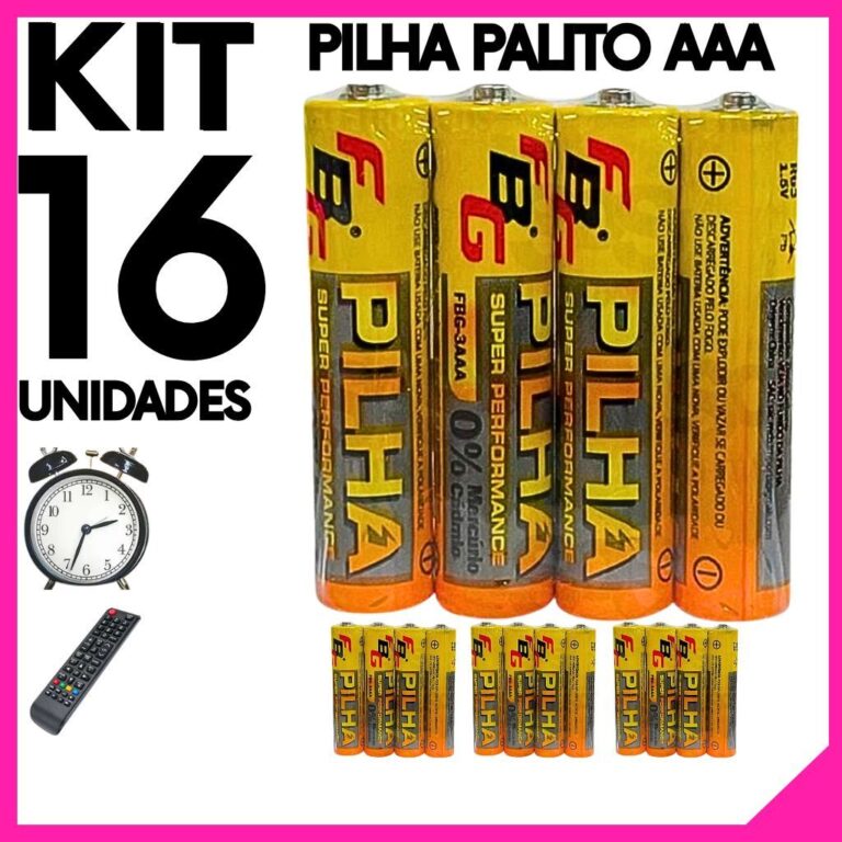 Kit com 16 Unidade de Pilha Palito AAA Alta durabi