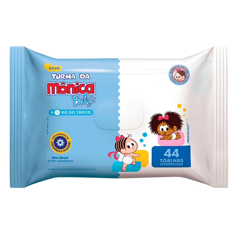 Toalha Umedecida Turma Mônica Hora Da Troca Com 44 Unidades