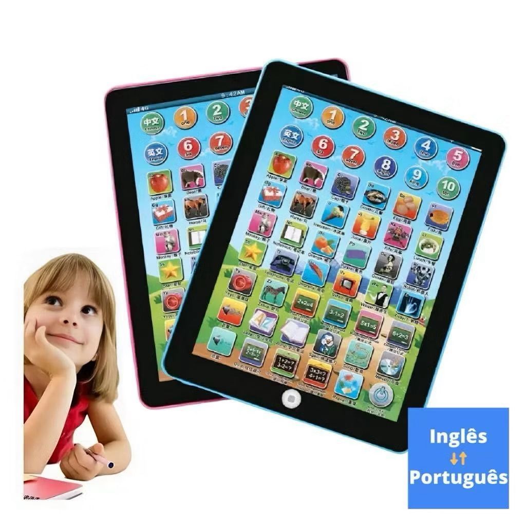 Tablet Brinquedo Didático Educativo Infantil Crianças Inglês/Português 54 Funções