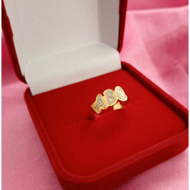 Anel ABC infantil regulável com caixinha folheado