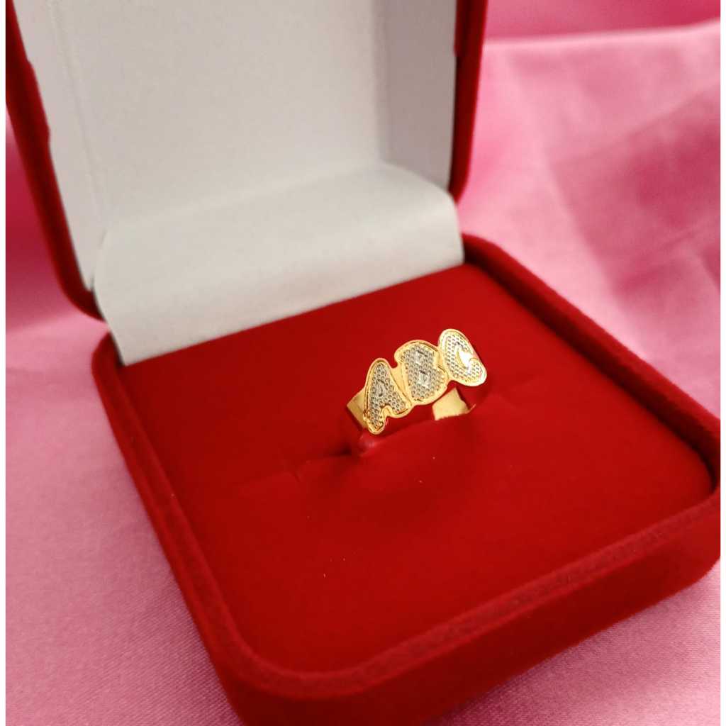 Anel ABC infantil regulável com caixinha folheado a ouro 18k Semi Joias