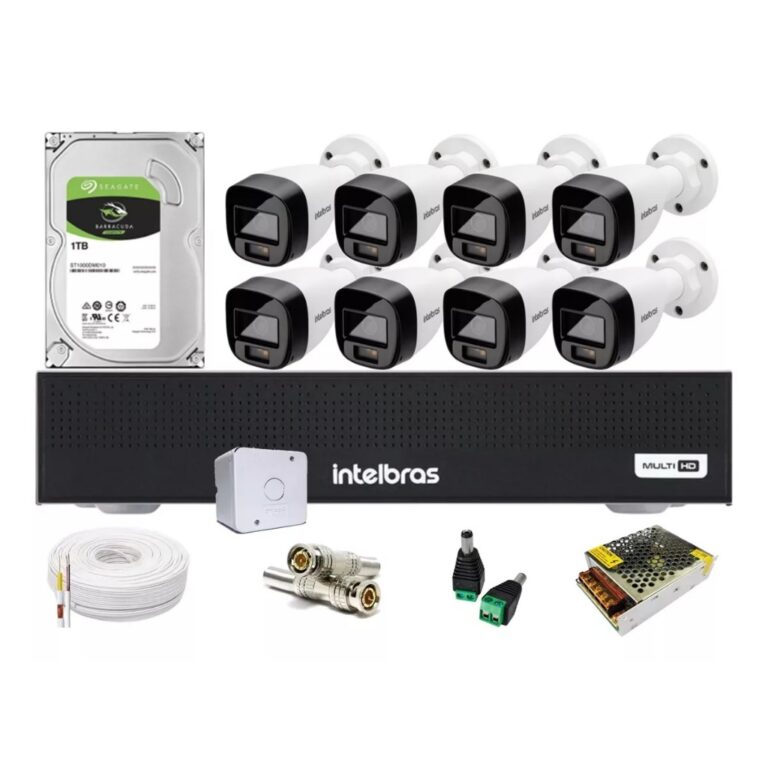Kit 8 Cameras Intelbras 3220 Full Color C/ Audio, 