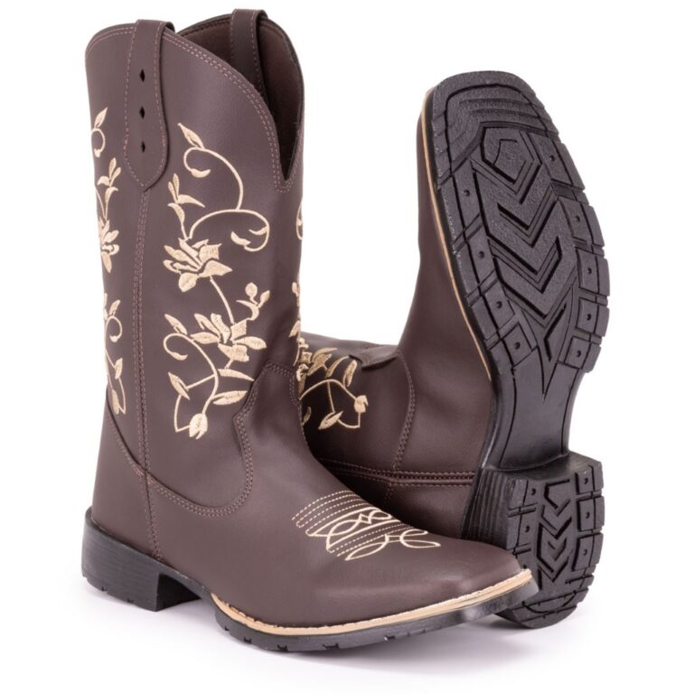 Bota Texana Feminina Country Bico Quadrado Solado 