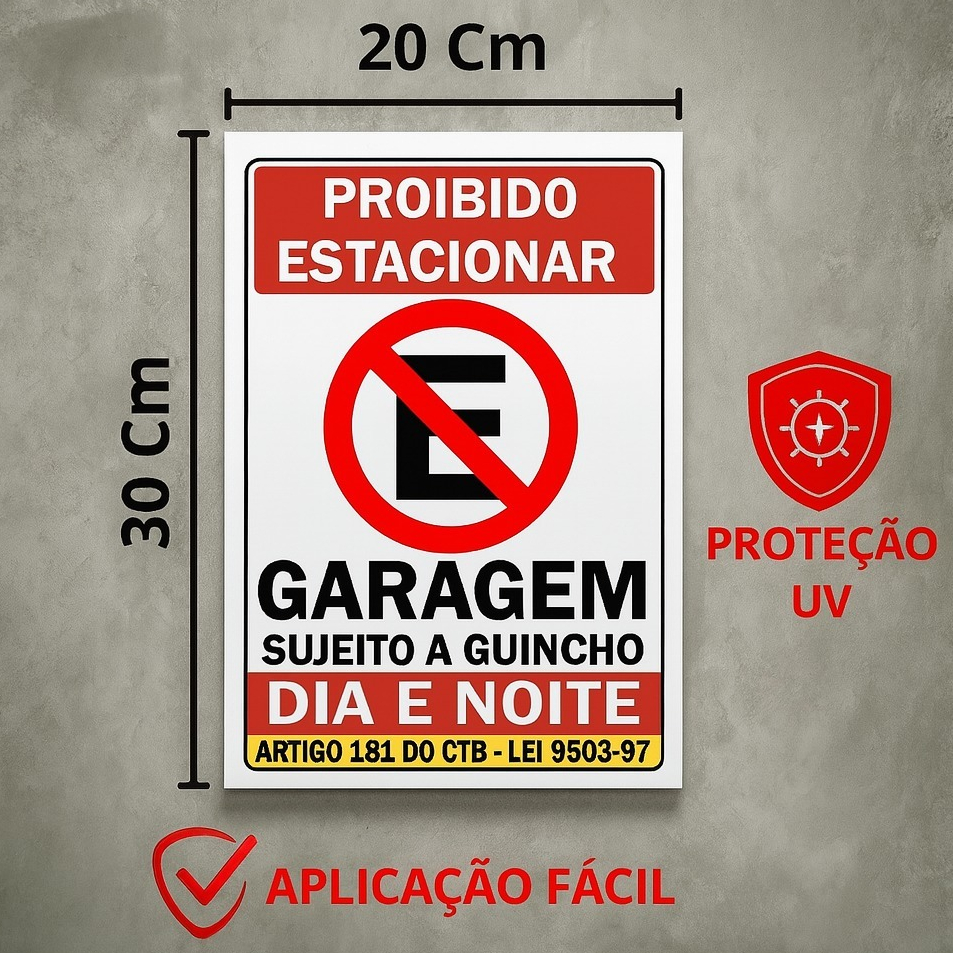 Monte seu Kit Placa de Sinalização Fotoluminescentes/Proibido Estacionar/Perigo Inflamável/Rota de F