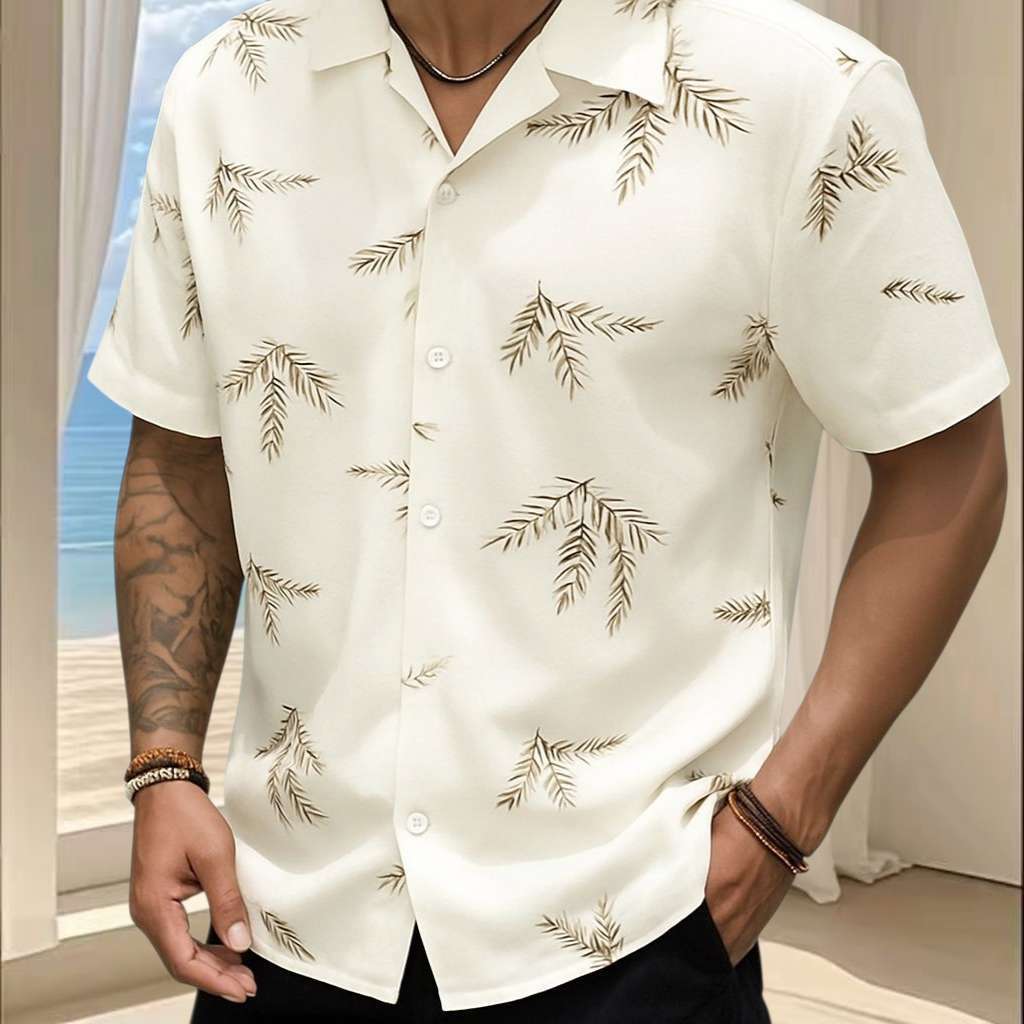 LOJA KRYSTAL floral camisa havaiana praia verão masculino manga curta de botão tecido viscose