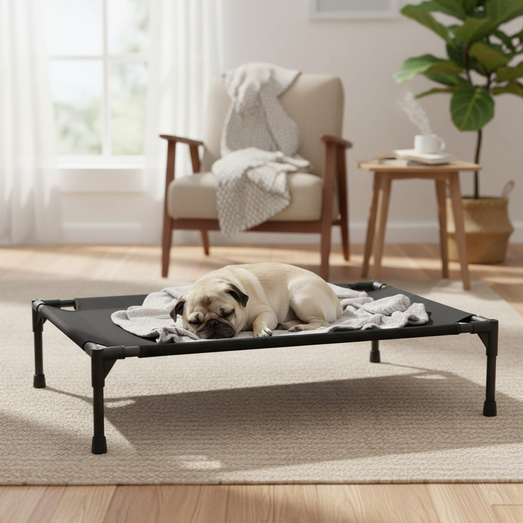 Cama Pet Raças Pequenas Elevada Resistente E Confortável  P  Preto