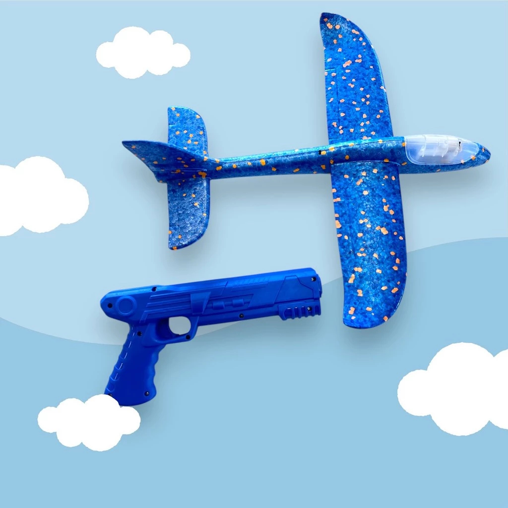 Brinquedo Lançador De Avião  de isopor Com Luz Planador Infantil