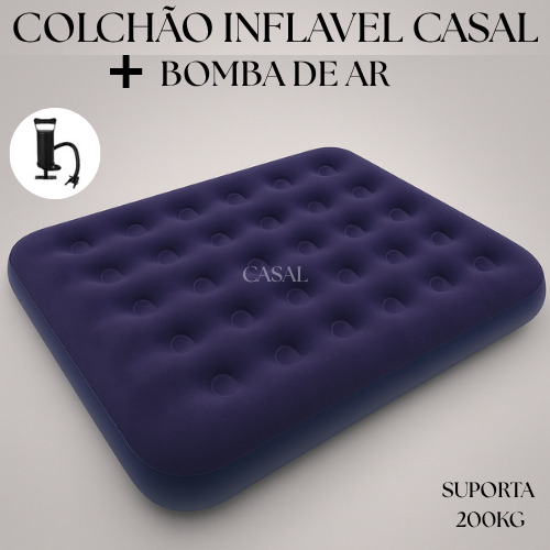 COLCHÃO INFLAVEL CASAL  +  BOMBA DE AR  SUPORTA 1