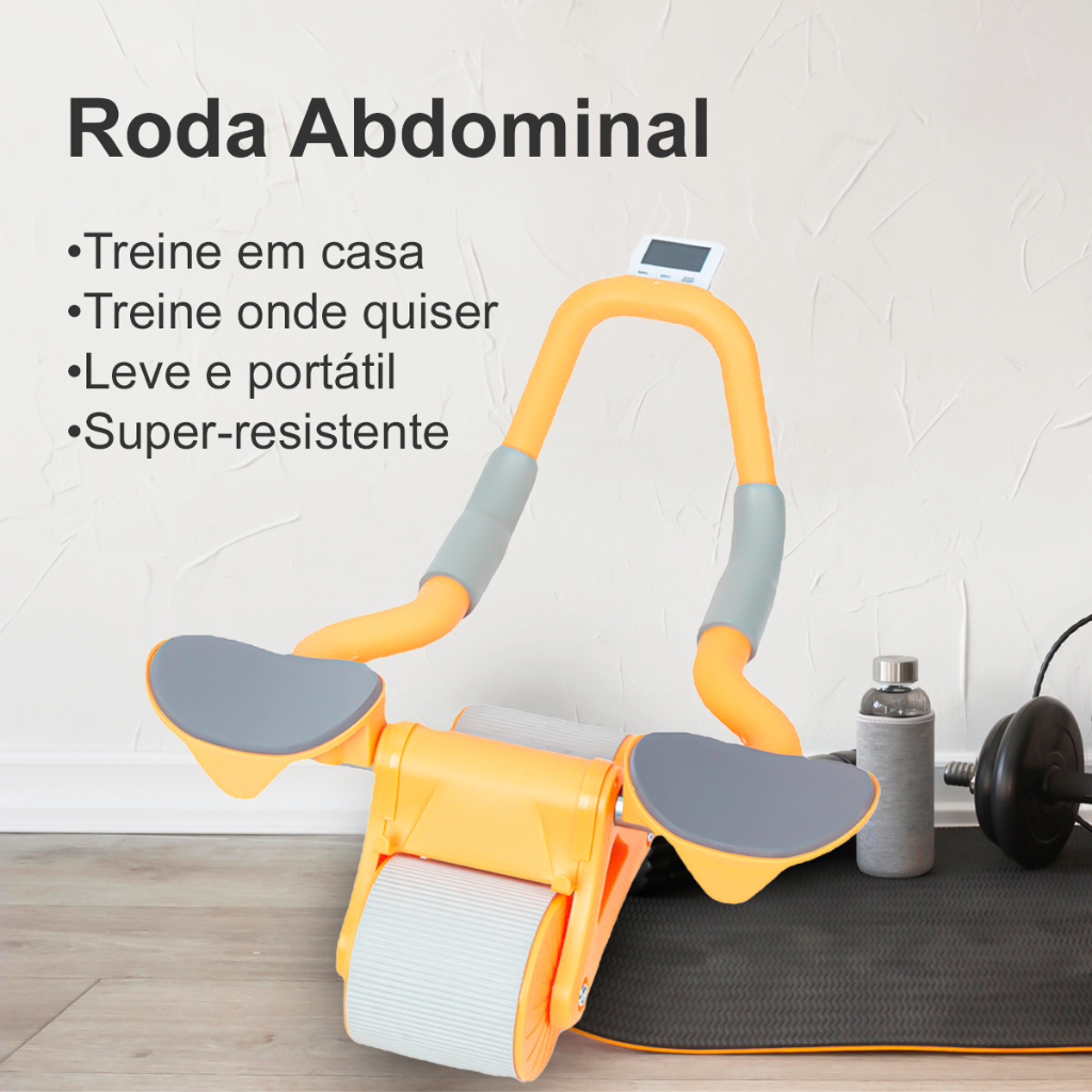 Roda de Exercício Abdominal com Suporte para Cotovelo e Temporizador – Treino em Casa