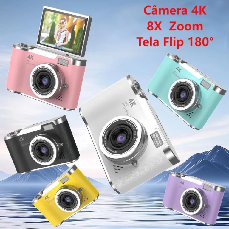 Câmera Digital 4K com CCD,48MP 4K, Zoom 8x,  Auto
