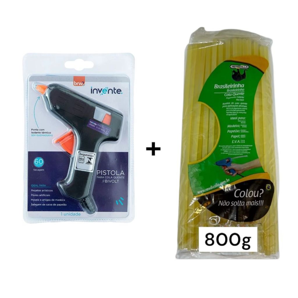 Pistola De Cola Quente pequena + Bastão – Bivolt 10w (127v – 220v)