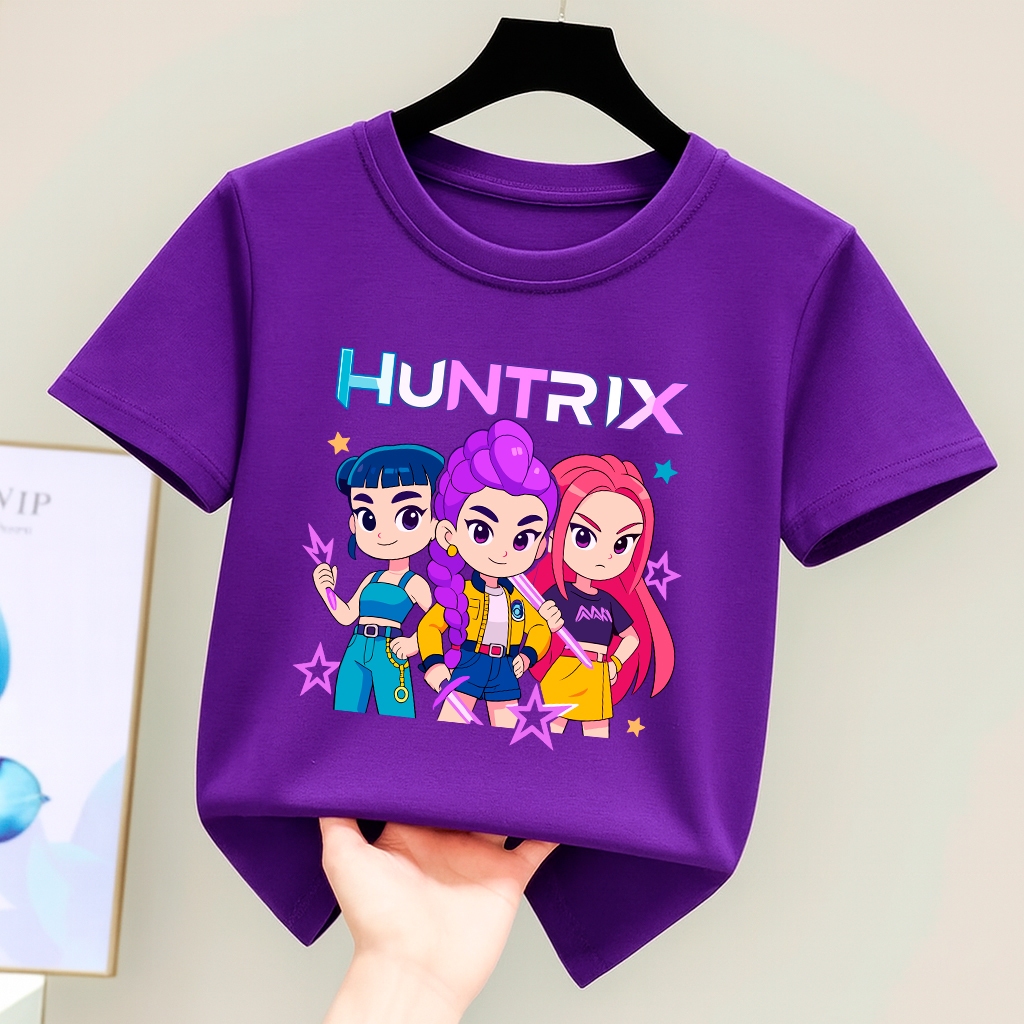 Camiseta De Algodão Infantil Menina T-shirt Huntrix Cores Diferenciadas