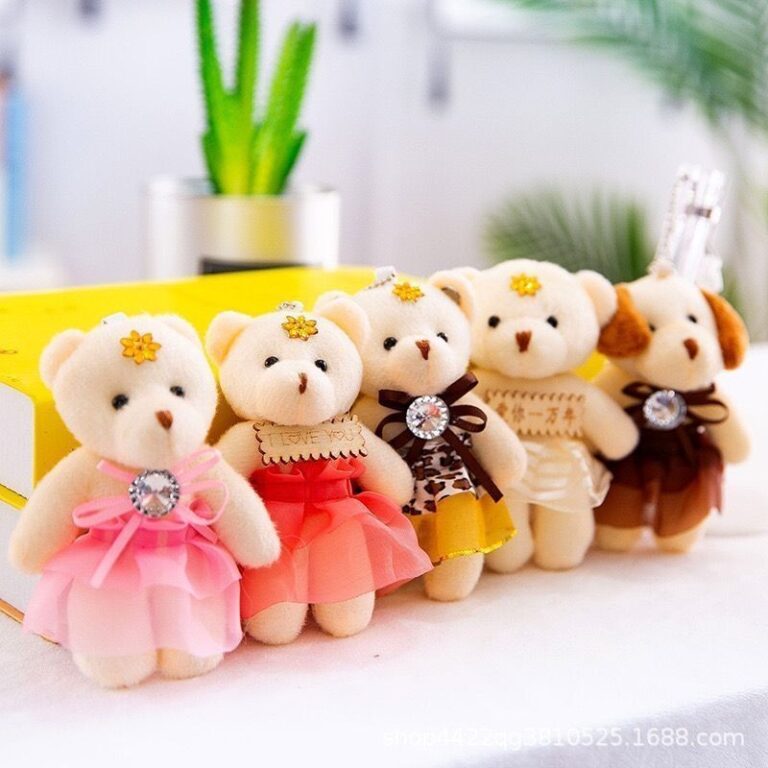 Kit 12 Mini Ursinhos de Pelúcia Urso com saia Dur