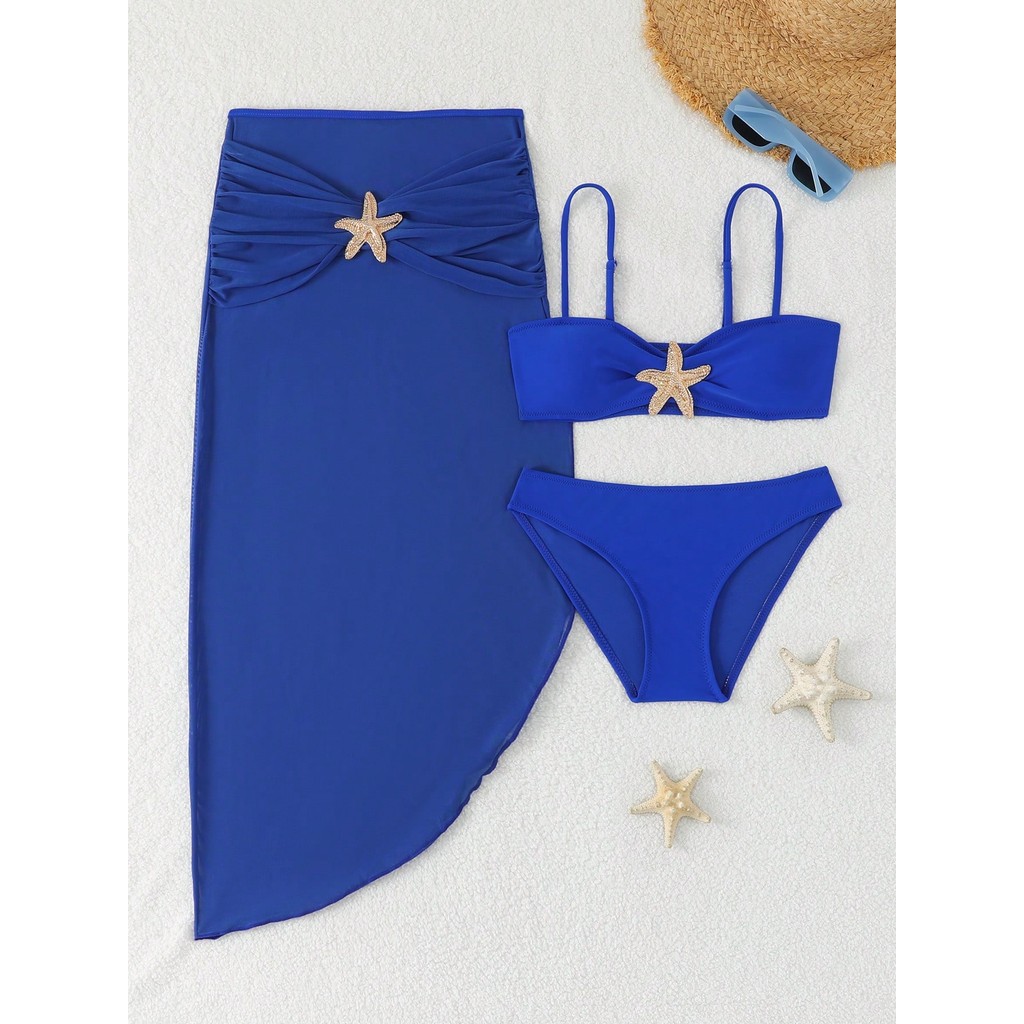 WD VEST Biquíni Juvenil com Saída de Praia e Detalhe de Estrela do Mar Charme e Sofisticação à Beir