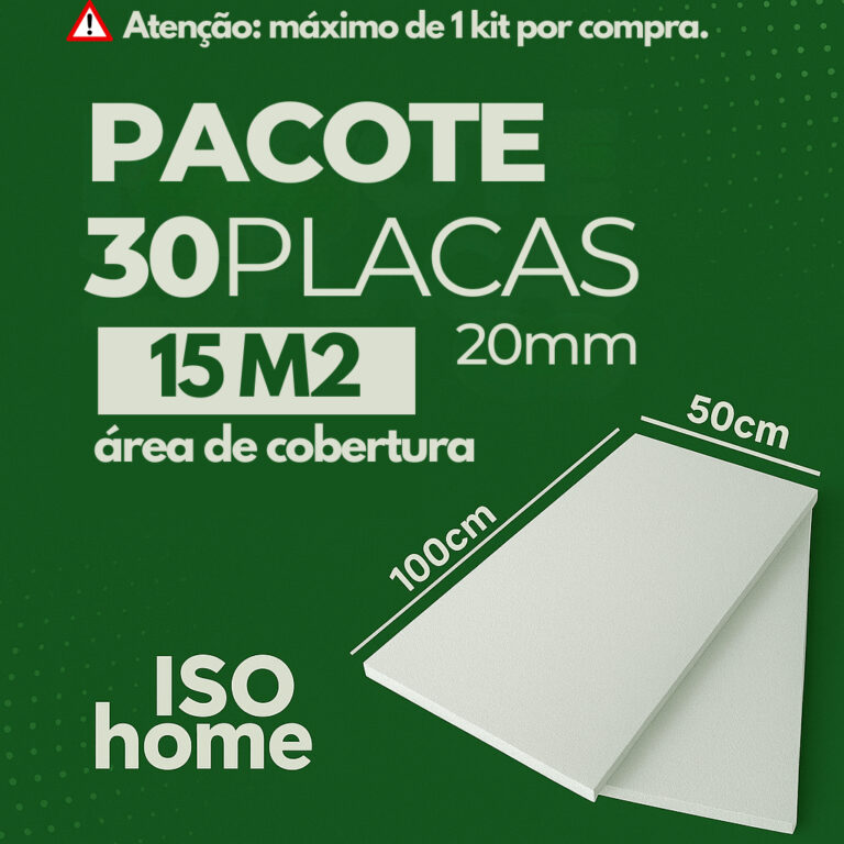 Kit 30 Placas de Isopor EPS Antichamas com 20 mm (