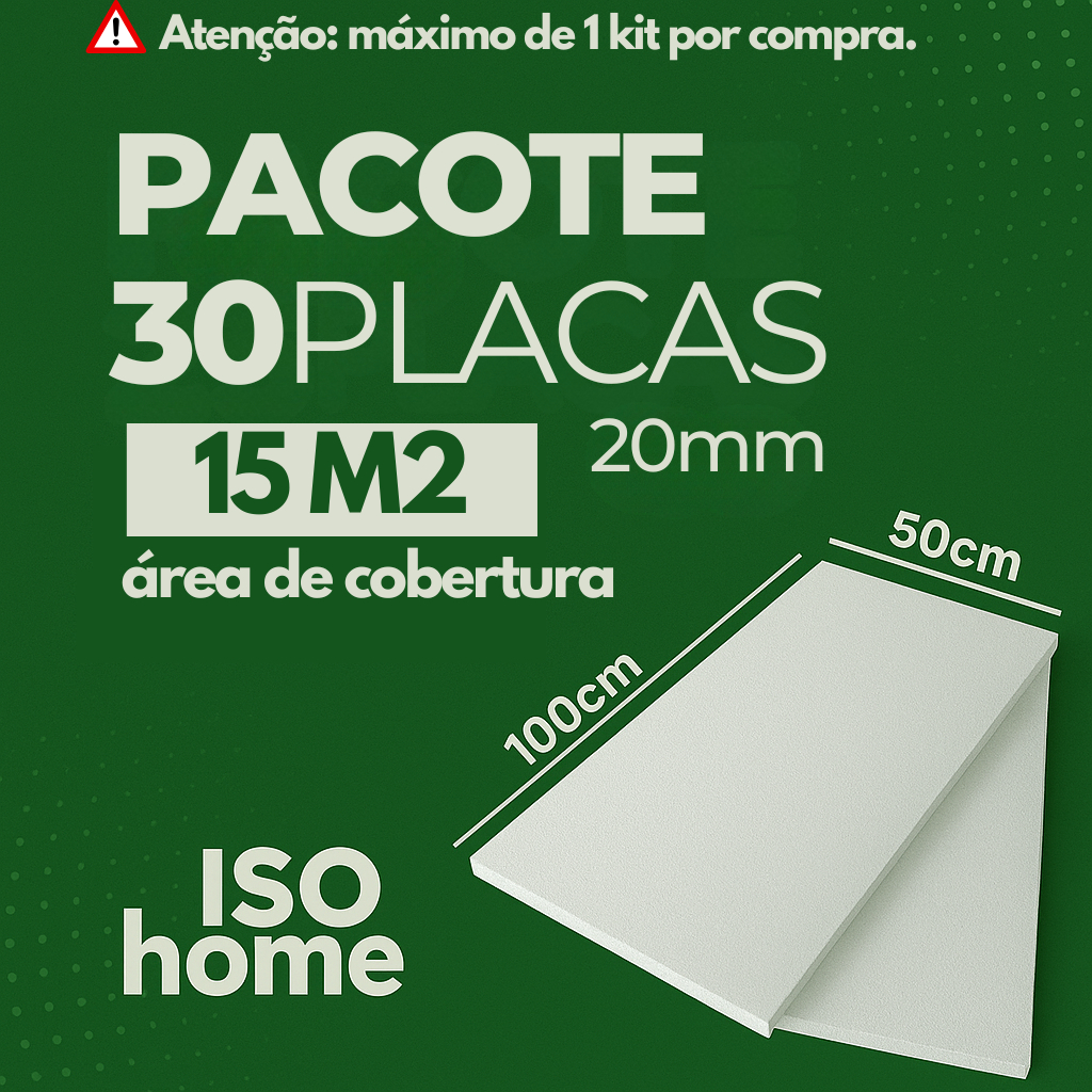 Kit 30 Placas de Isopor EPS Antichamas com 20 mm (2 cm) de espessura – 100×50