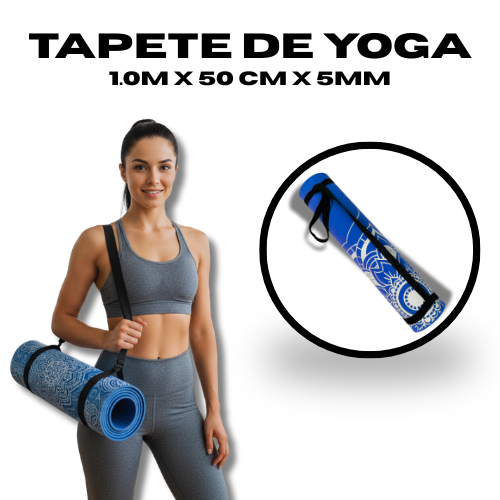 Tapete Yoga Pilates 1m x 50cm x 5mm Colchonete Aca