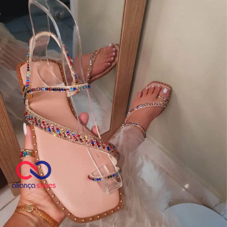 Sandália Feminina Rasteirinha Modelo 025 Stras Qu
