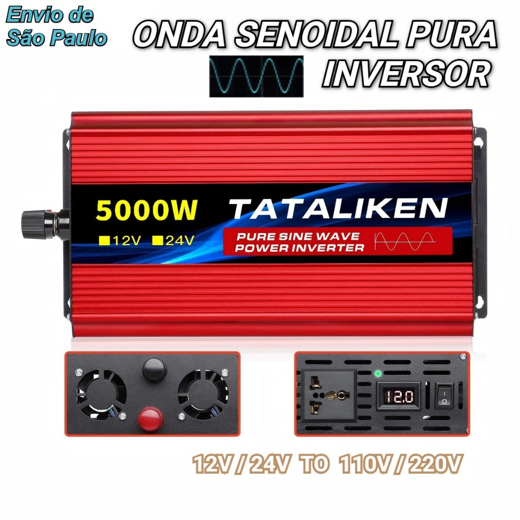 Inversor de onda senoidal pura DC12V / 24V para AC 110V /220V conversor de voltagem para carro 1000W