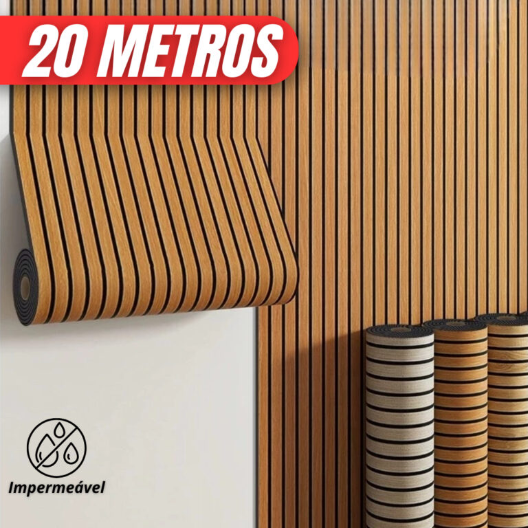 Papel Parede Ripado Madeira 5, 10, 15 ou 20 Metros