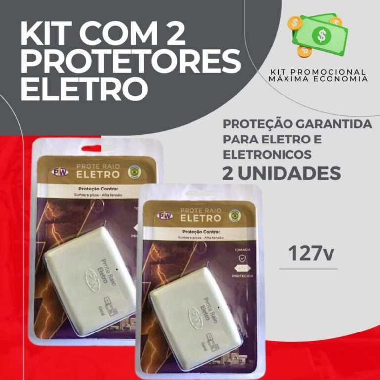 Kit com 2 Protetores de Raio PW Eletro 2 Tomadas 1