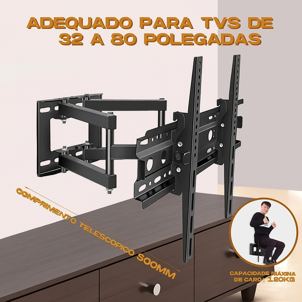 Suporte Articulado Para TV Televisores Universal De 32 A 80 Polegadas 40KG