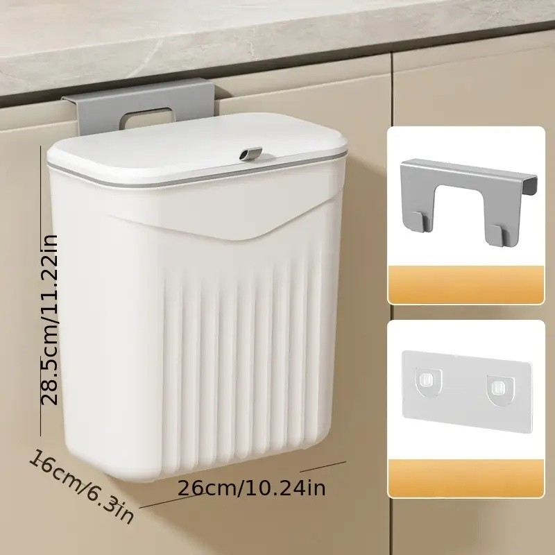 Lixeira Suspensa Anti Odor Com Tampa 9 Litros Para Cozinha E Banheiro