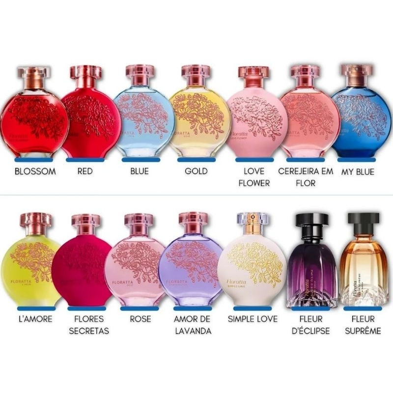 Linha de perfumaria feminina desodorante colônia ou eau de parfum Floratta de o Boticário