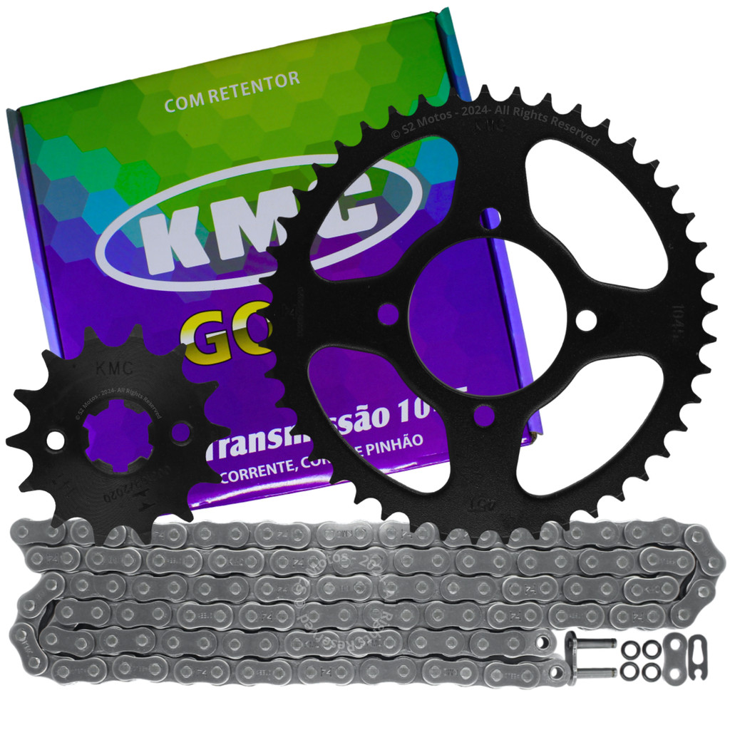 Kit Relação Transmissão Ybr 125 2003 A 2008/ Factor 2009 A 2017 Com Retentor Kmc