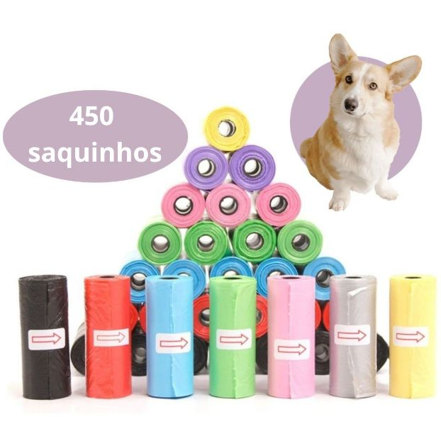 450 saquinhos cata coco Kit 30 Rolinhos C/15 Sacos