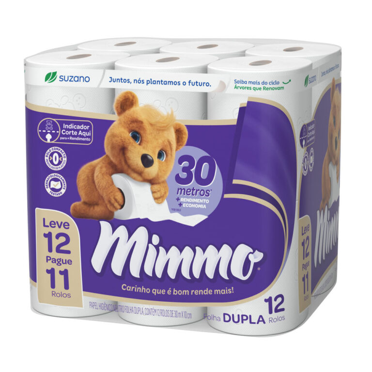 Papel Higiênico Mimmo Folha Dupla 12 Rolos de 30 
