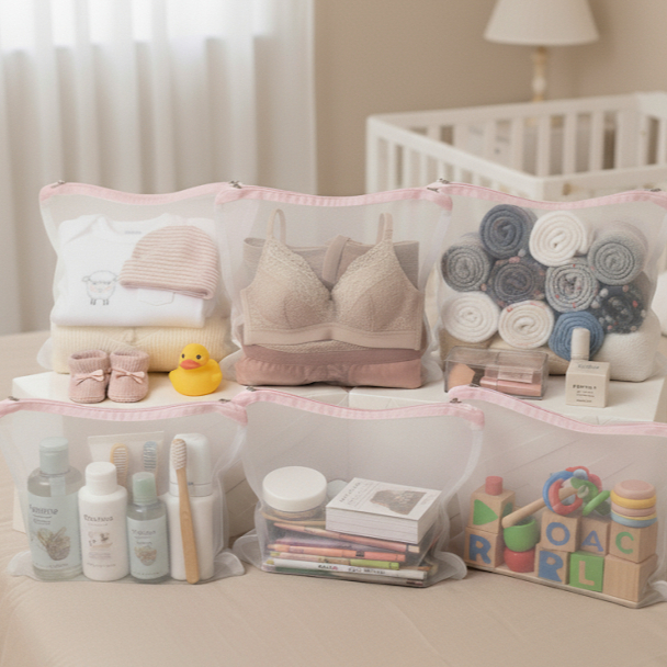 Kit 6 Saquinhos Organização Viagem Maquiagem Mei