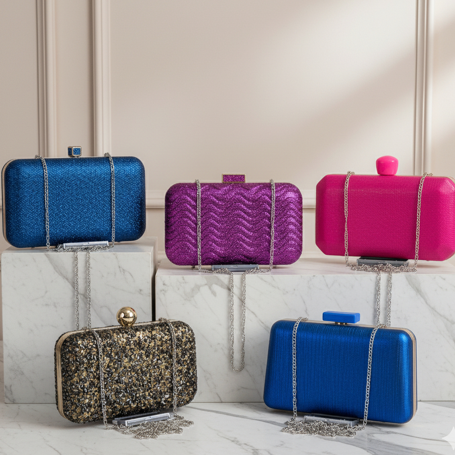 Bolsa Clutch Elegante com Alça de Corrente Removível para Casamento Festas Formatura Casual