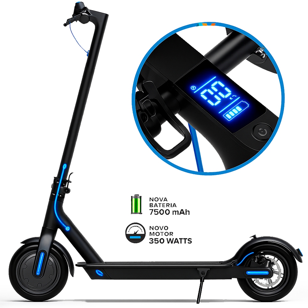 Patinete Elétrico 150Kg Profissional para Scooter 350W Adultos em Ação  25km/h Autonomia de 30Km