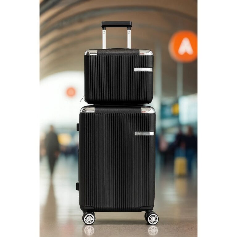 Kit Mala de Viagem + Frasqueira Preto ABS Rígida 