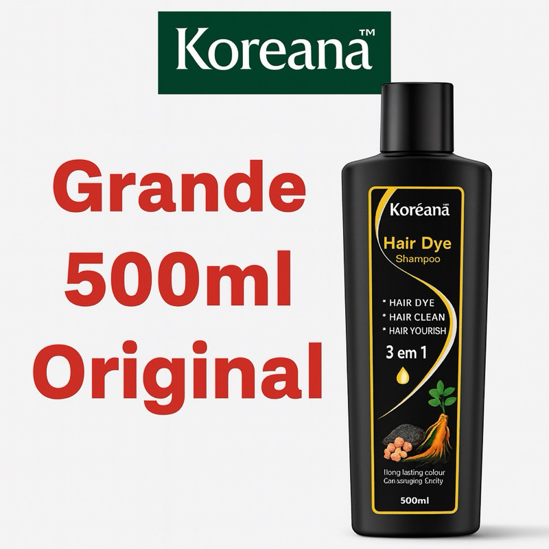 Shampoo Tonalizante Preto 500ml  Cobre Cabelos Brancos Instantaneamente